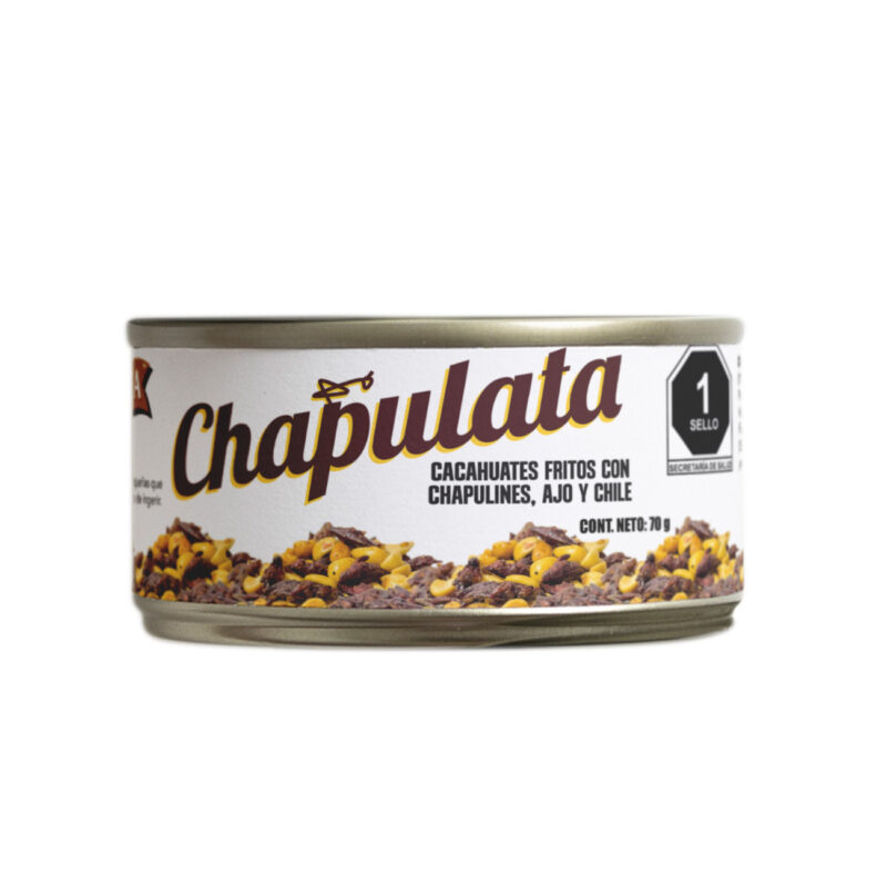 SALCHITA Chapulata: cacahuates fritos con chapulines, ajo y chile